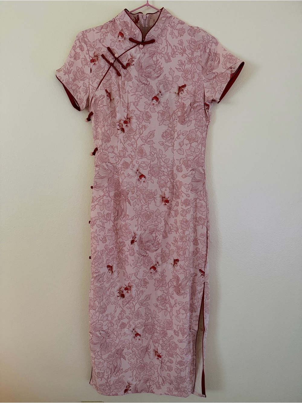 Pink & Red Floral Cheongsam Dress